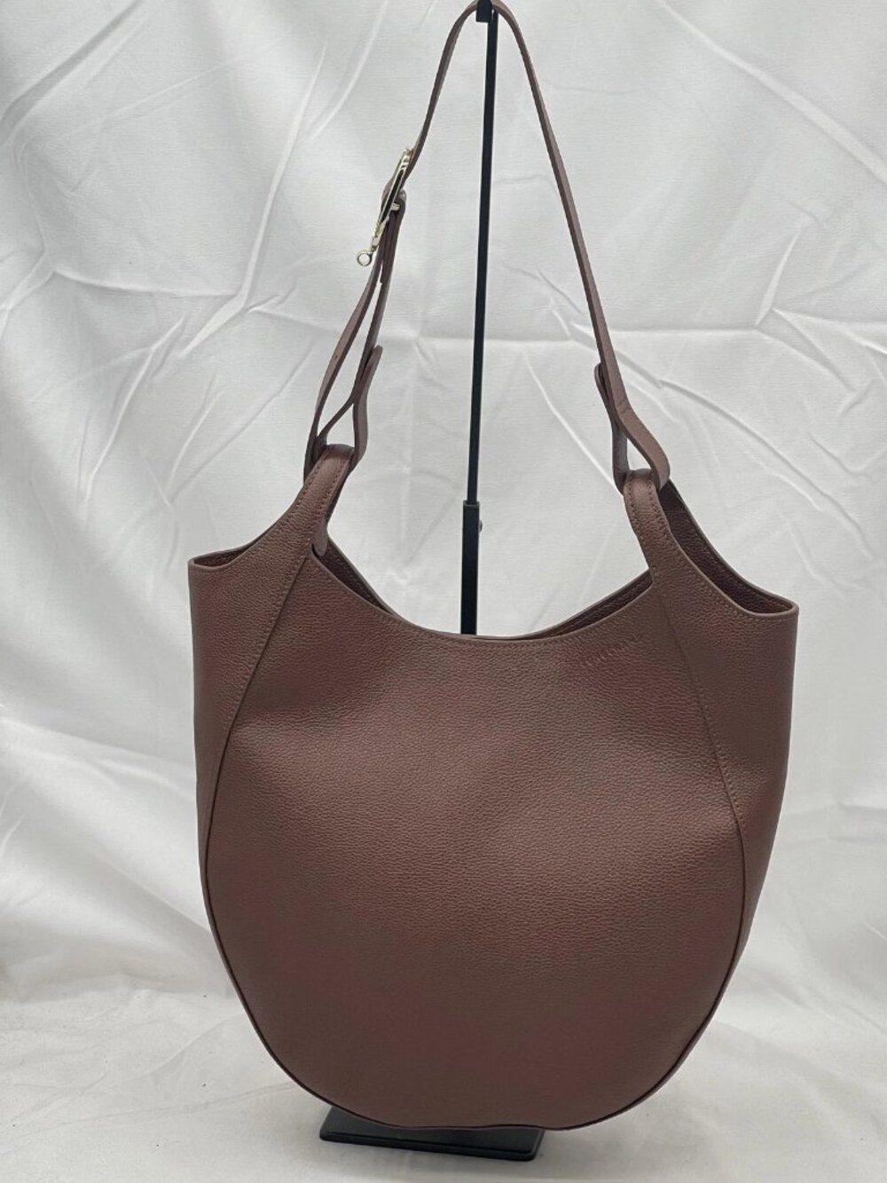 Longchamp Womens Le Foulonne L Hobo Bag Leather Coffee Pre-Owned